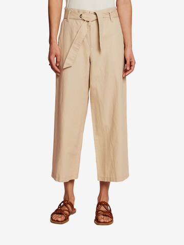 ESPRIT Wide leg Broek in Beige: voorkant