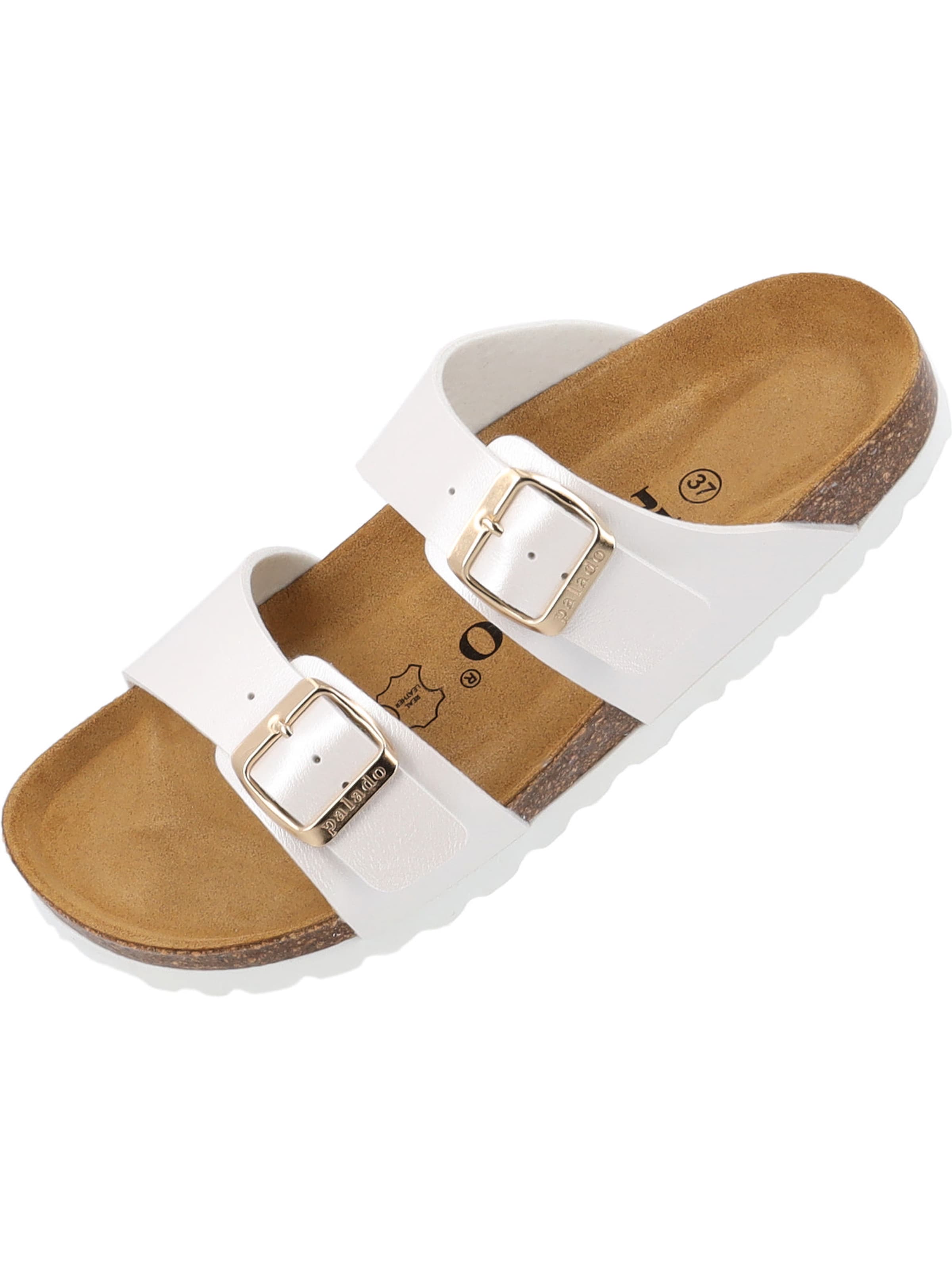 Palado - Zapatos abiertos 'Palado Samos Metallic' en blanco: frente