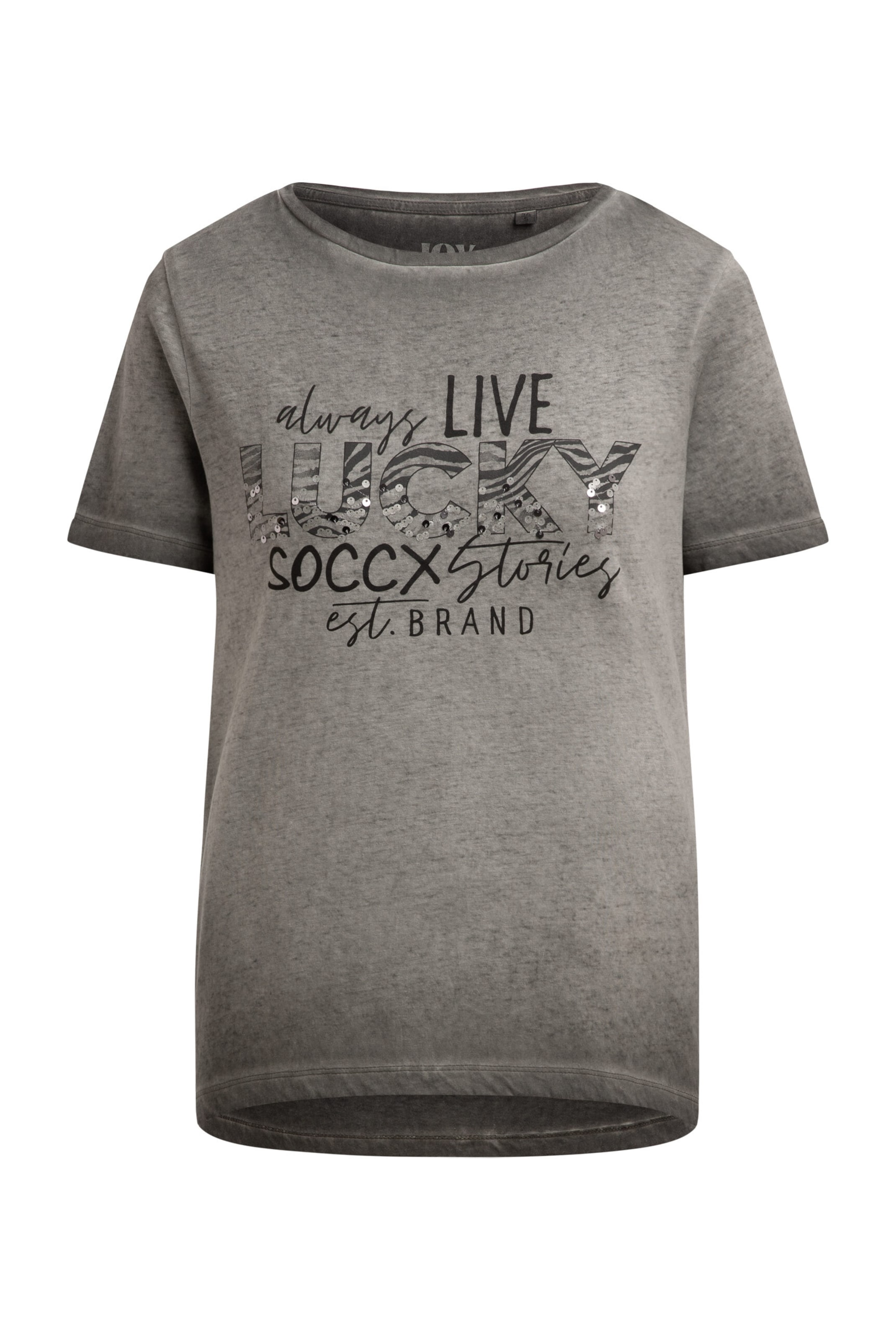 Soccx T-Shirt U-Boot-Ausschnitt mit Artwork in Grün: Vorderseite