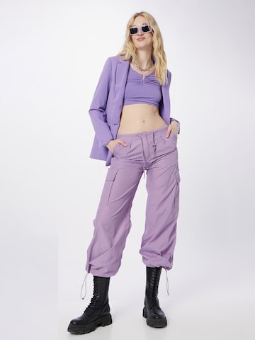 Tally Weijl Loose fit Cargo Pants in Purple