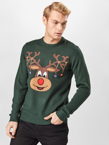 Only & Sons Regular Fit Pullover 'XMAS' in Grün: predná strana