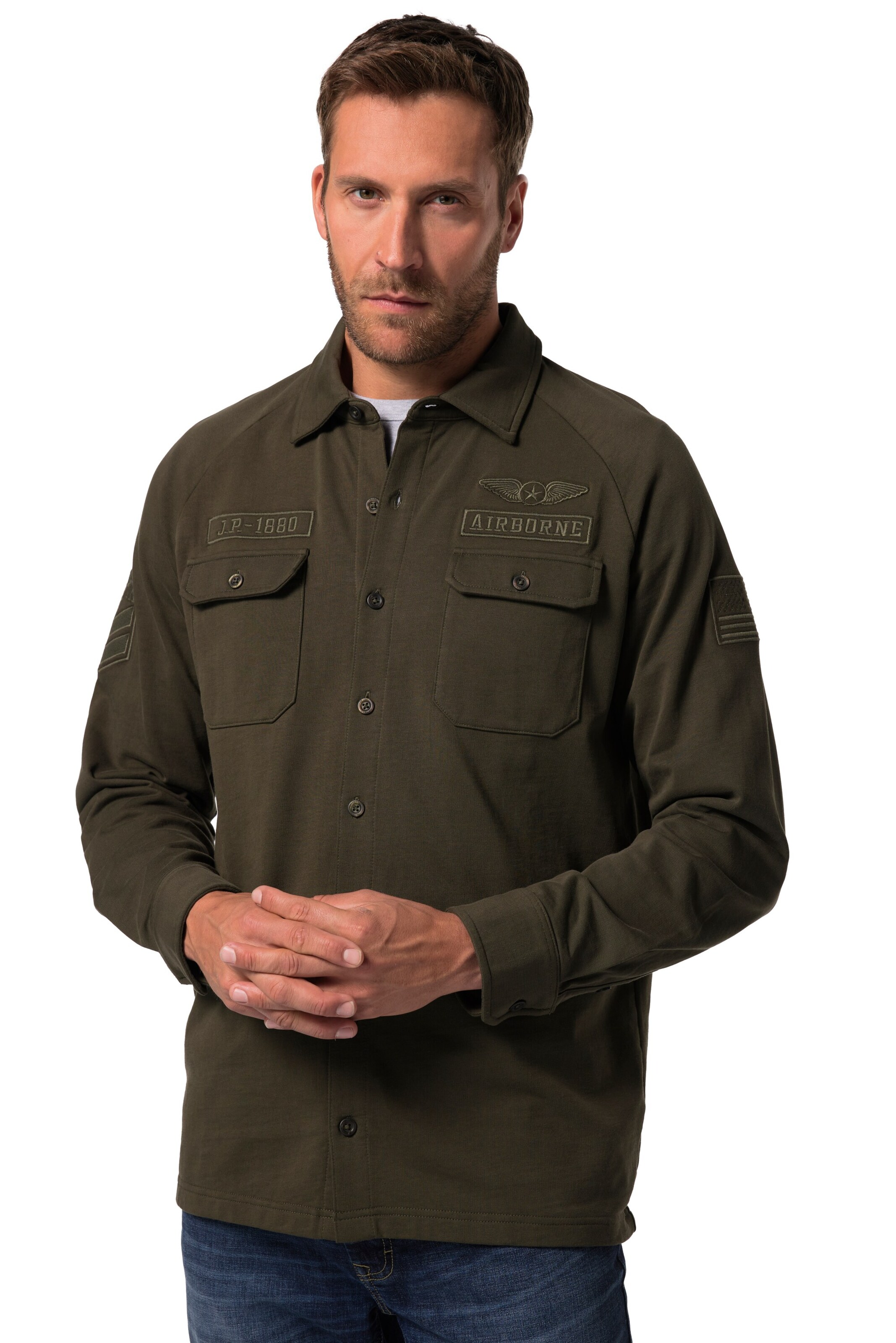 JP1880 Comfort fit Button Up Shirt in Green: front