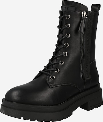 Xti Lace-Up Ankle Boots in Black: front