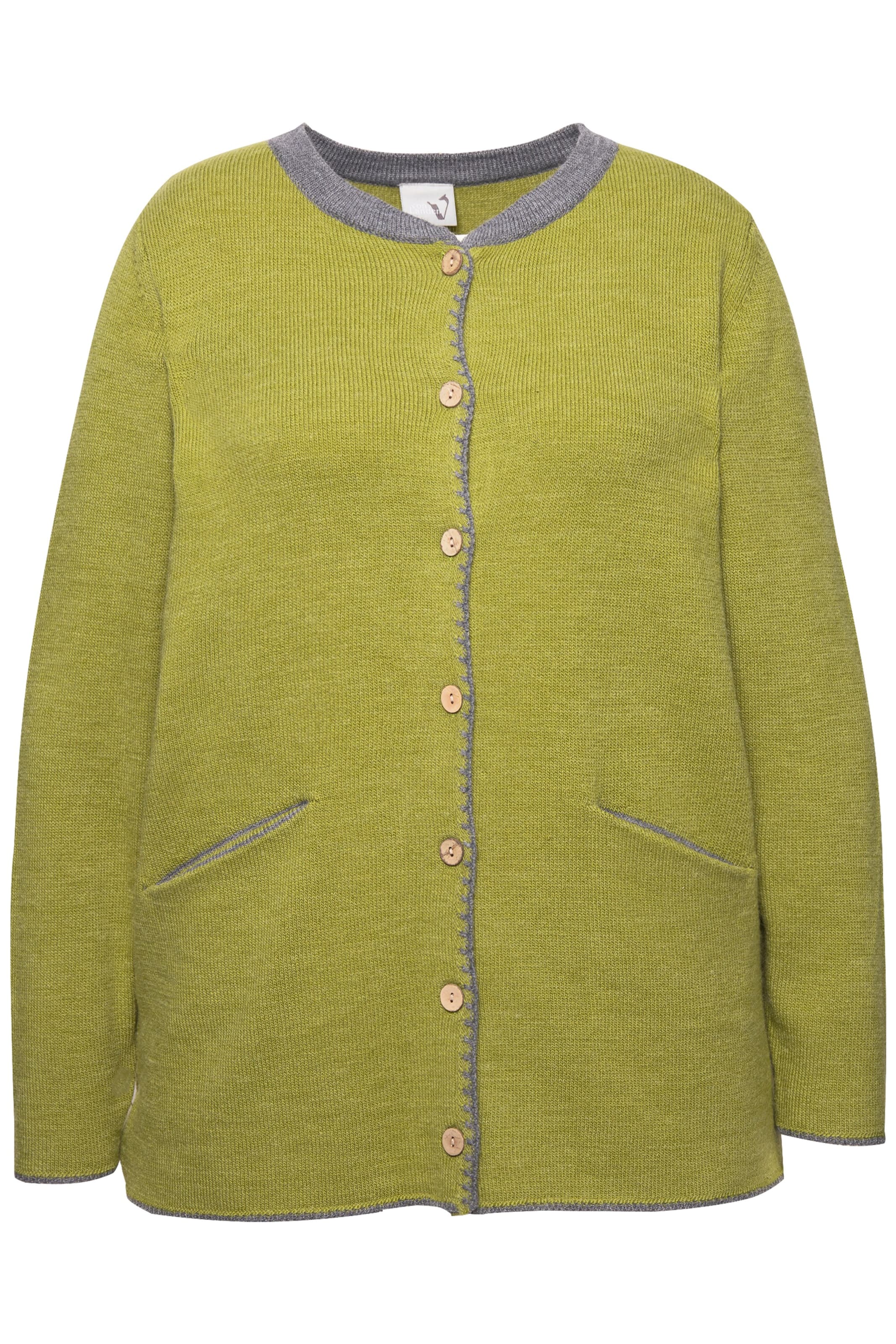 Ulla Popken Gebreid vest in Groen: voorkant