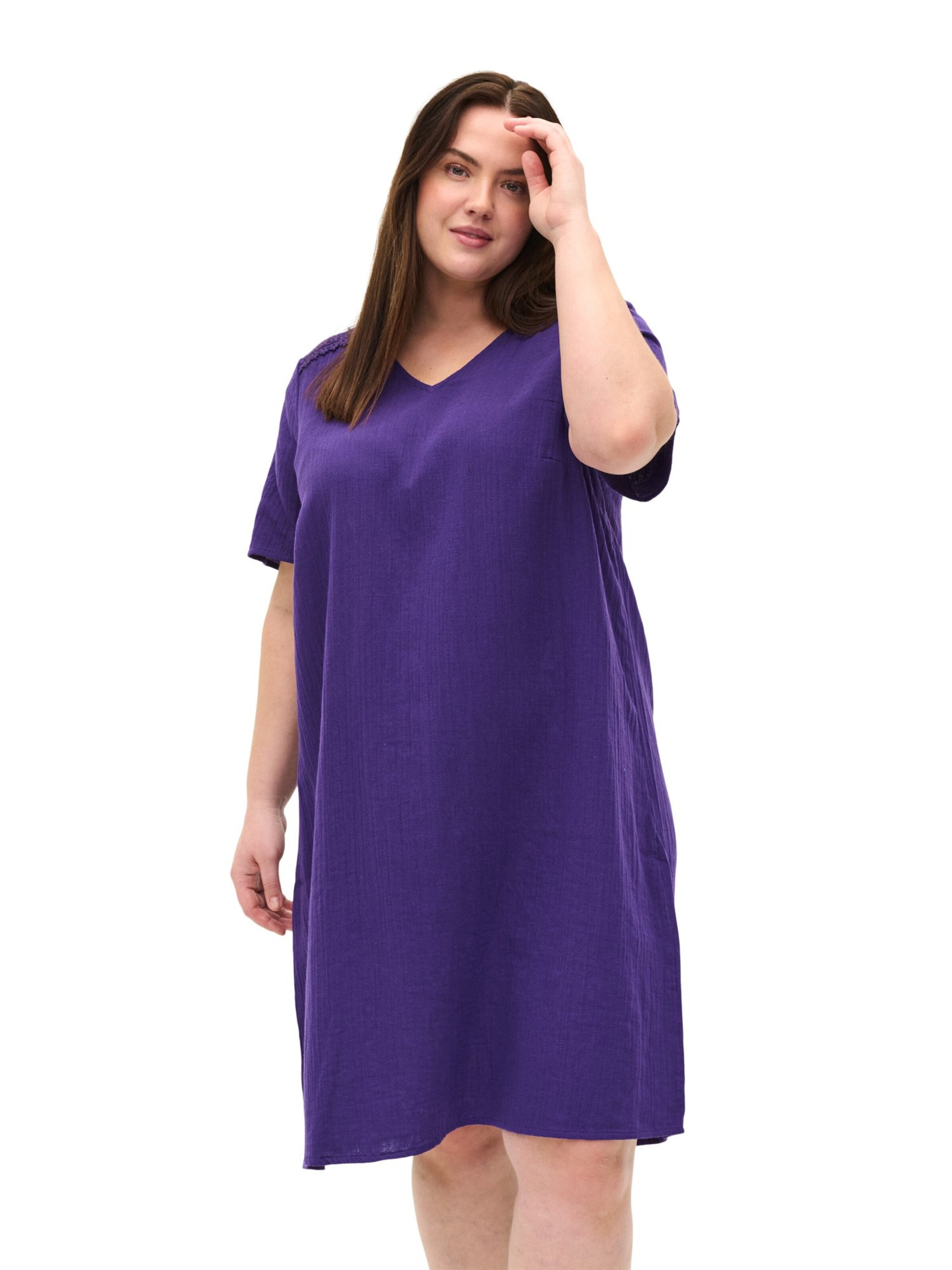 Frauen Große Größen Zizzi Kleid 'Vivu' in Neonlila - QD17532