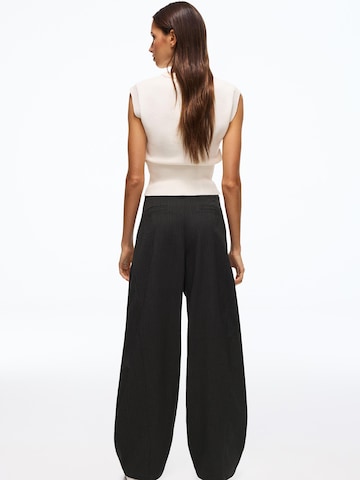 Wide Leg Pantalon à pince Bershka en gris