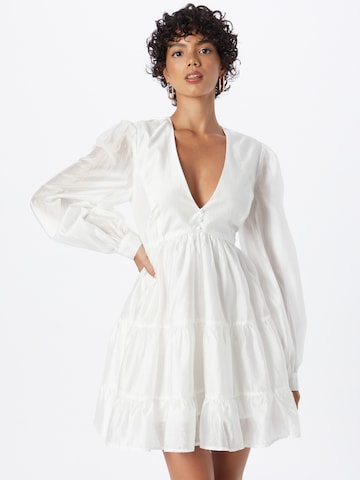 Robe de cocktail 'HARLOW' Bardot en blanc : devant