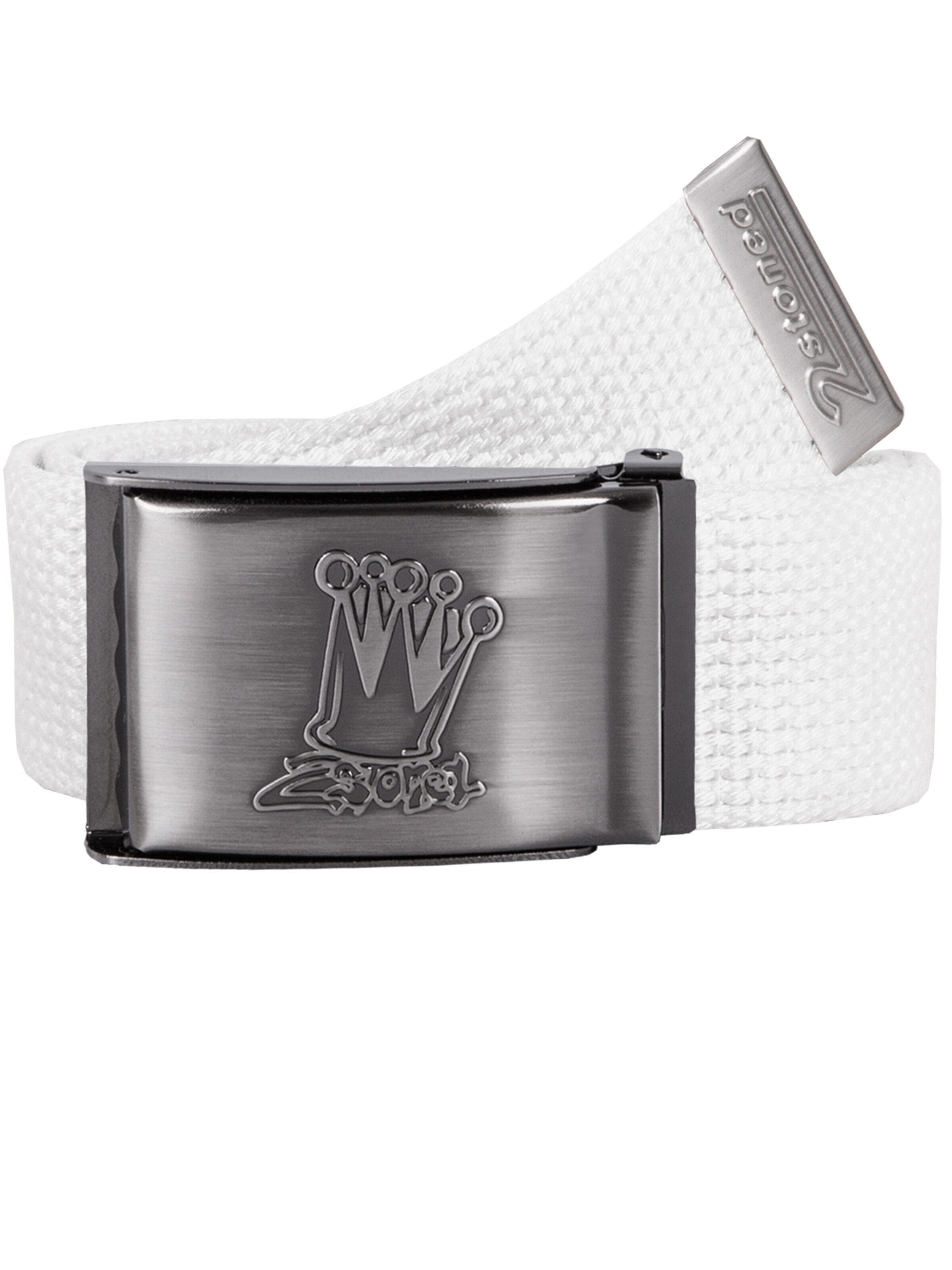 2Stoned Belt 'Classic Crown Matt' in White: front