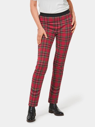 Goldner Slim fit Pants 'Louisa' in Red: front