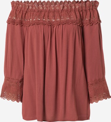 Cream Blouse 'Bea' in Rood: voorkant