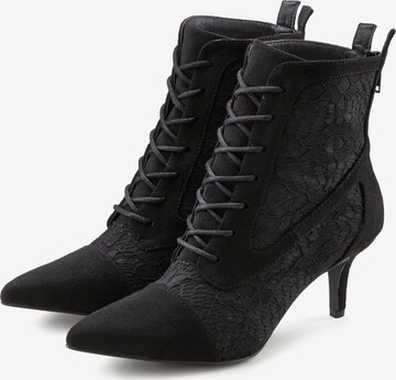 LASCANA Lace-Up Ankle Boots in Black