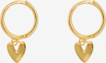 Fräulein Wunder - Brincos 'Creolen Herzen Sterling Silber' em ouro: frente