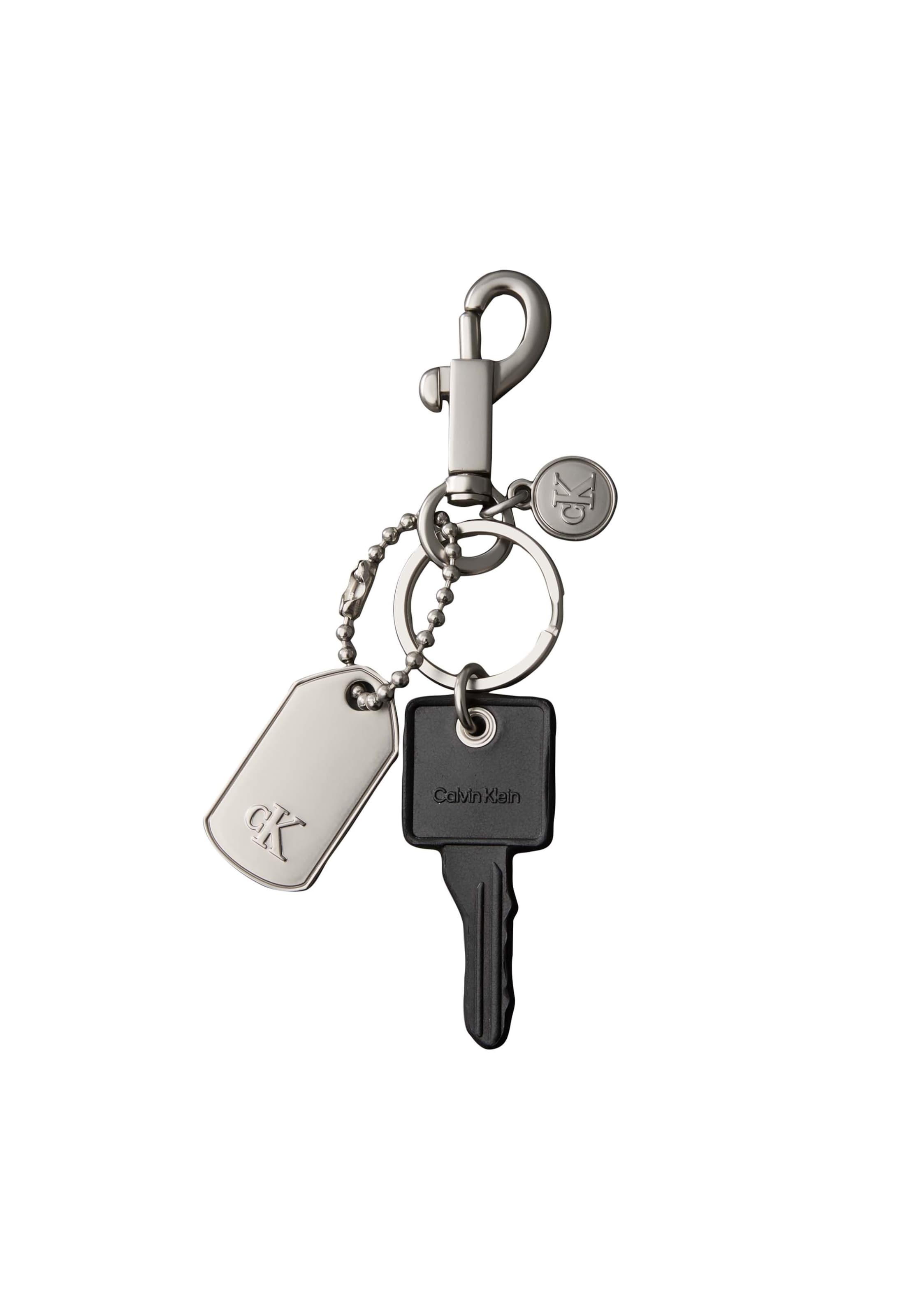 Calvin Klein Key Ring 'DOG TAG' in Silver