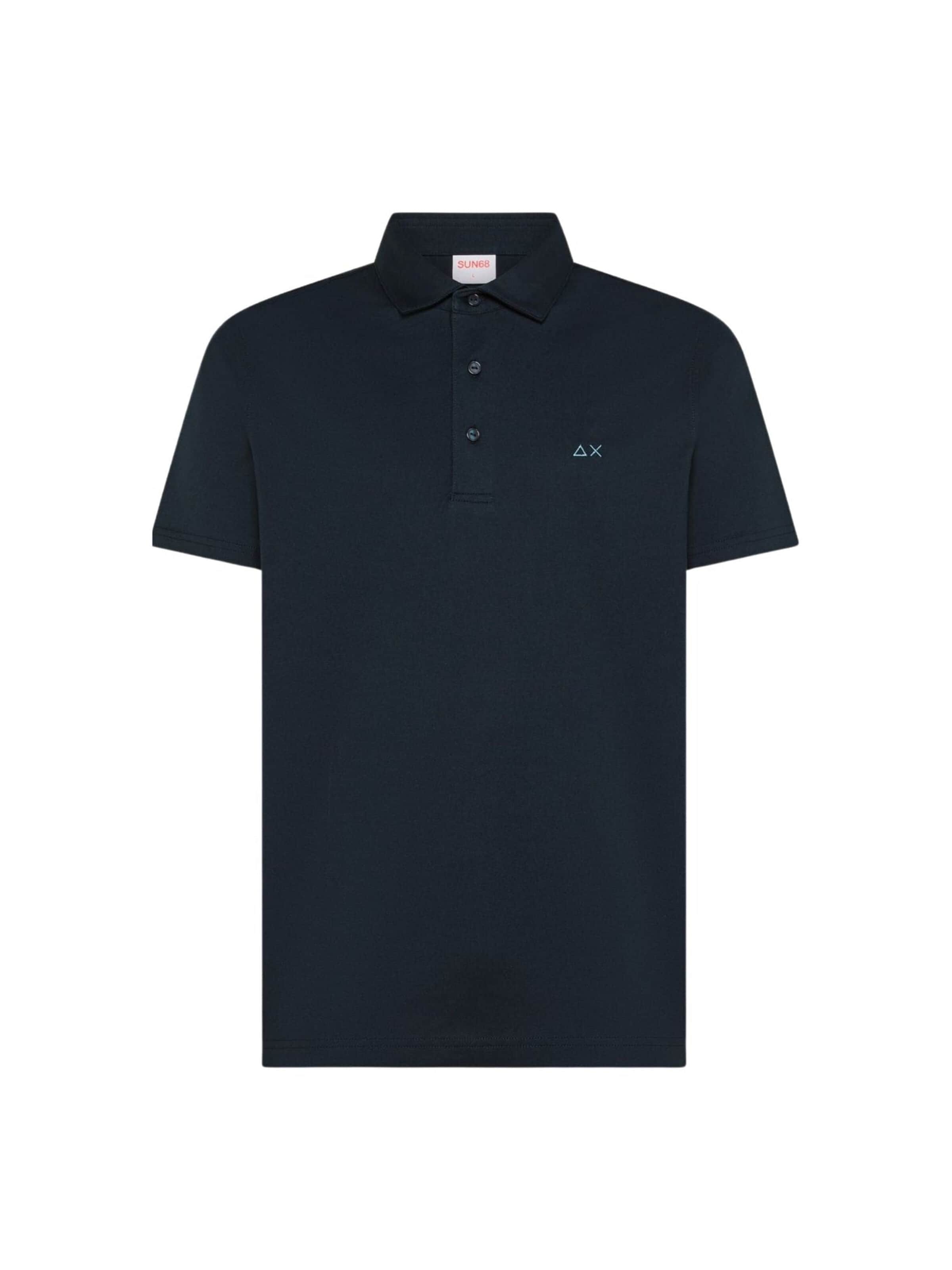T-Shirt 'Navy blue cotton jersey polo shirt' SUN68 en bleu : devant