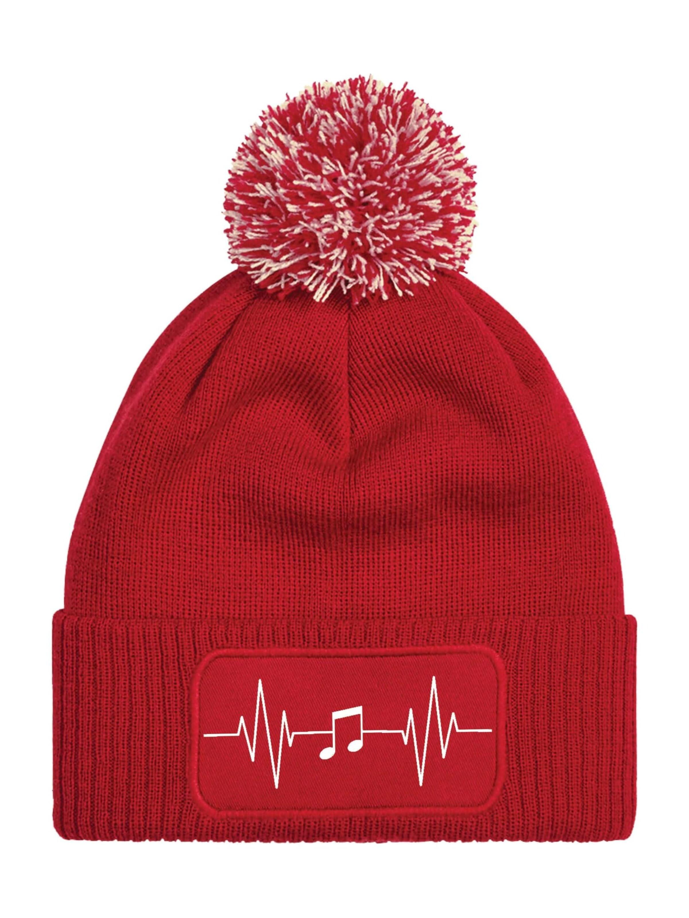 Youth Designz Mütze 'Heartbeat Musik'‌‌‌‌‌ in Rot: Vorderseite
