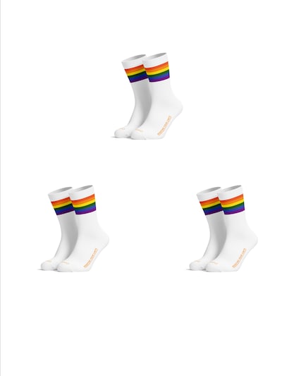 PIPPO Amsterdam Athletic Socks 'PIPPO Pride Socken 3 Pack' in White, Item view