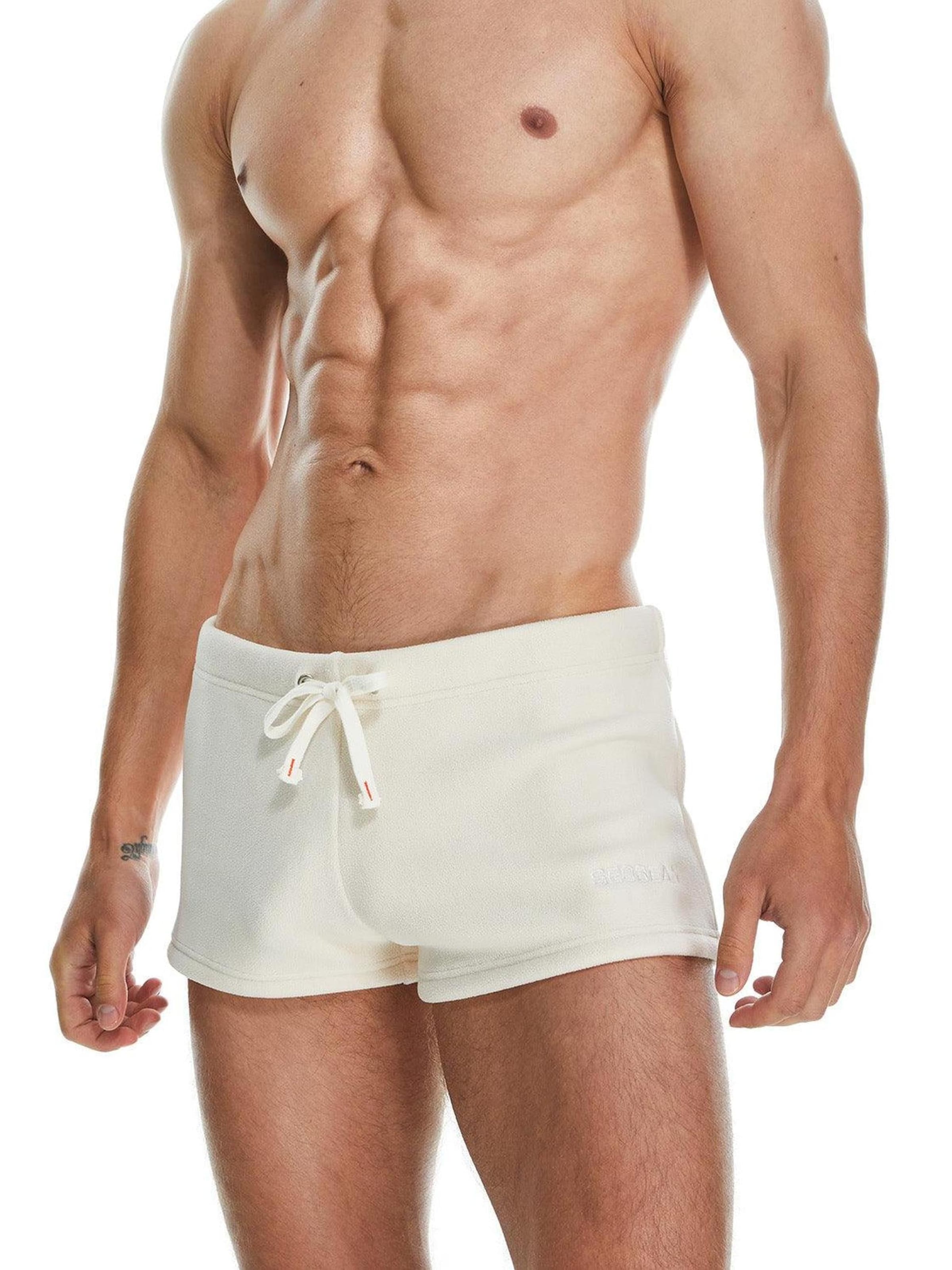 SEOBEAN Slim fit Workout Pants 'Solid Polar Fleece Shorts' in White