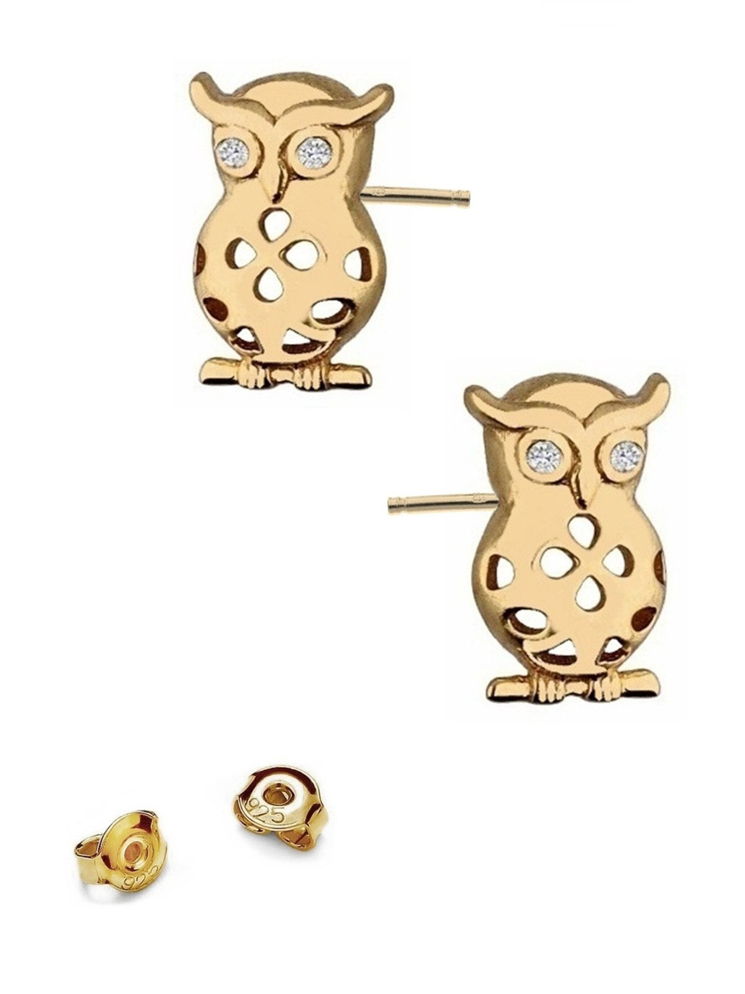 Goldene Hufeisen Earrings 'Eule' in Gold: front