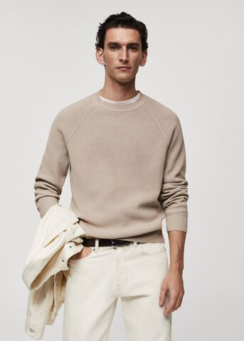 MANGO MAN Trui in Beige: voorkant