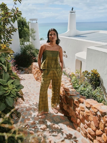 Next Wide Leg Hose in Grün