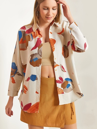 Bianco Lucci Blouse in Ecru / Blue / Dark brown / Orange, Item view