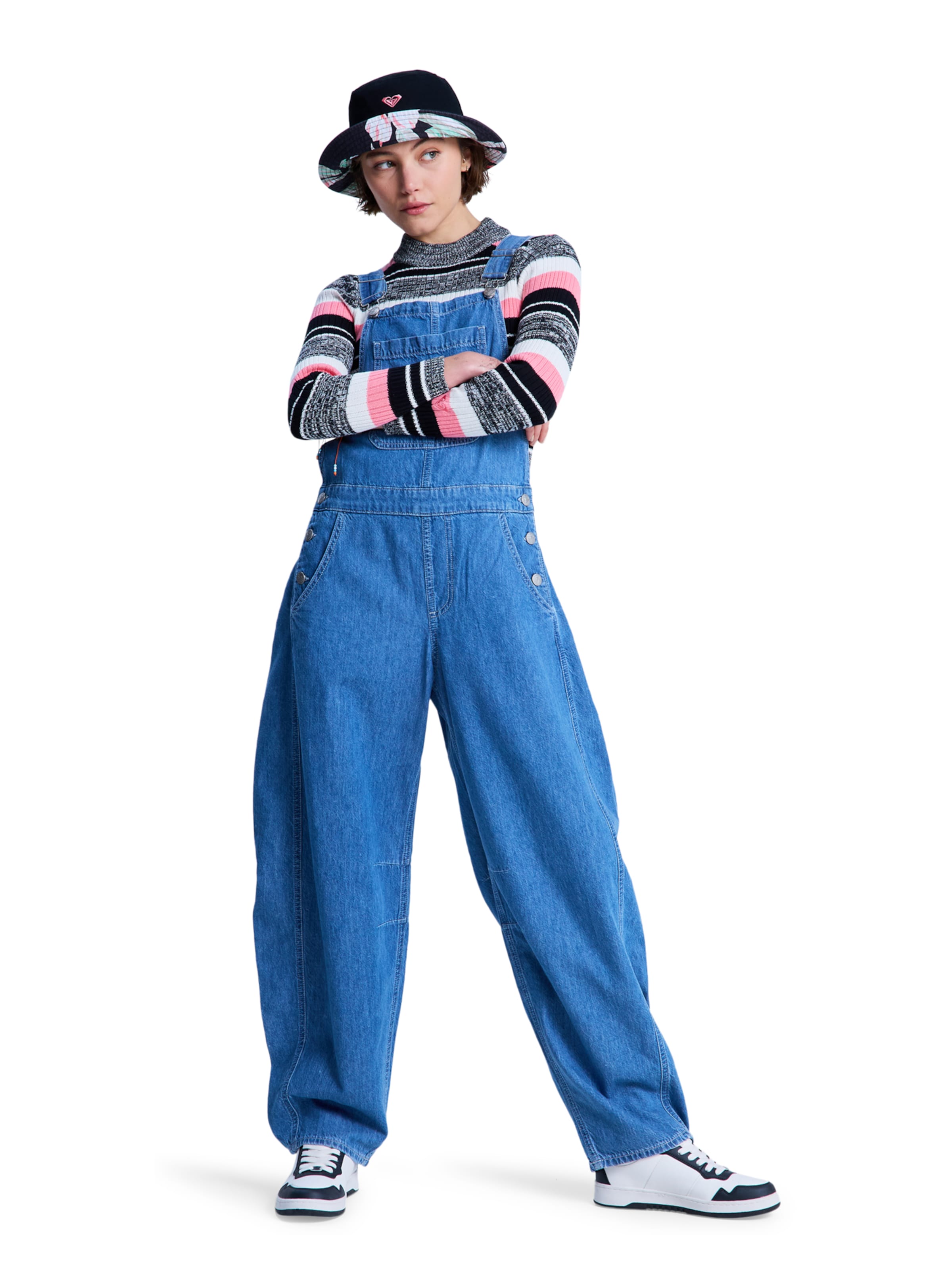 ROXY Barrel Overalls 'Wild Heart' in Blue: front