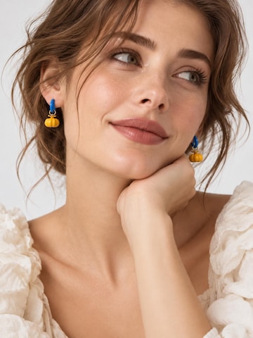 LanLivia - Brincos 'Enchanted Elephant & Pumpkin Enamel Hoop Earrings' em azul