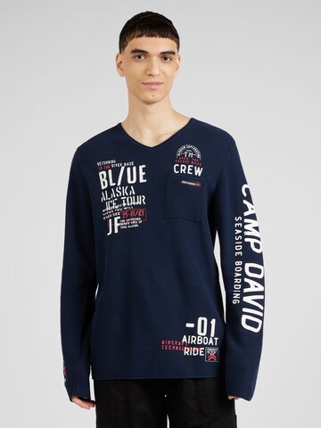 CAMP DAVID Trui in Blauw: voorkant