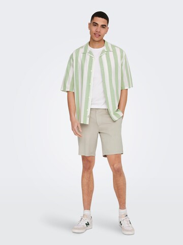 Only & Sons Comfort fit Button Up Shirt 'Tes' in Green