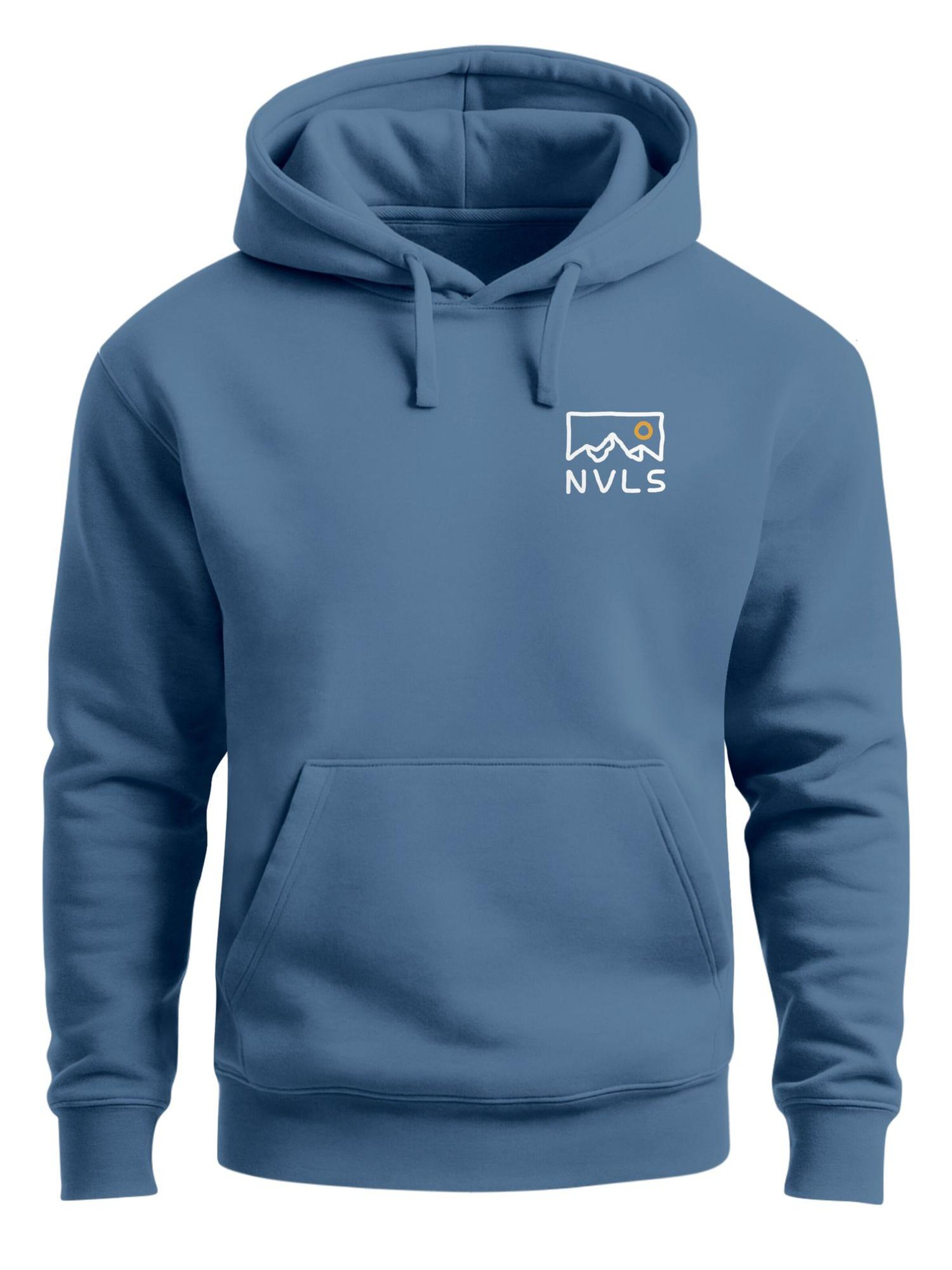 Neverless Sweatshirt 'Mountain Badge' in Blue: front