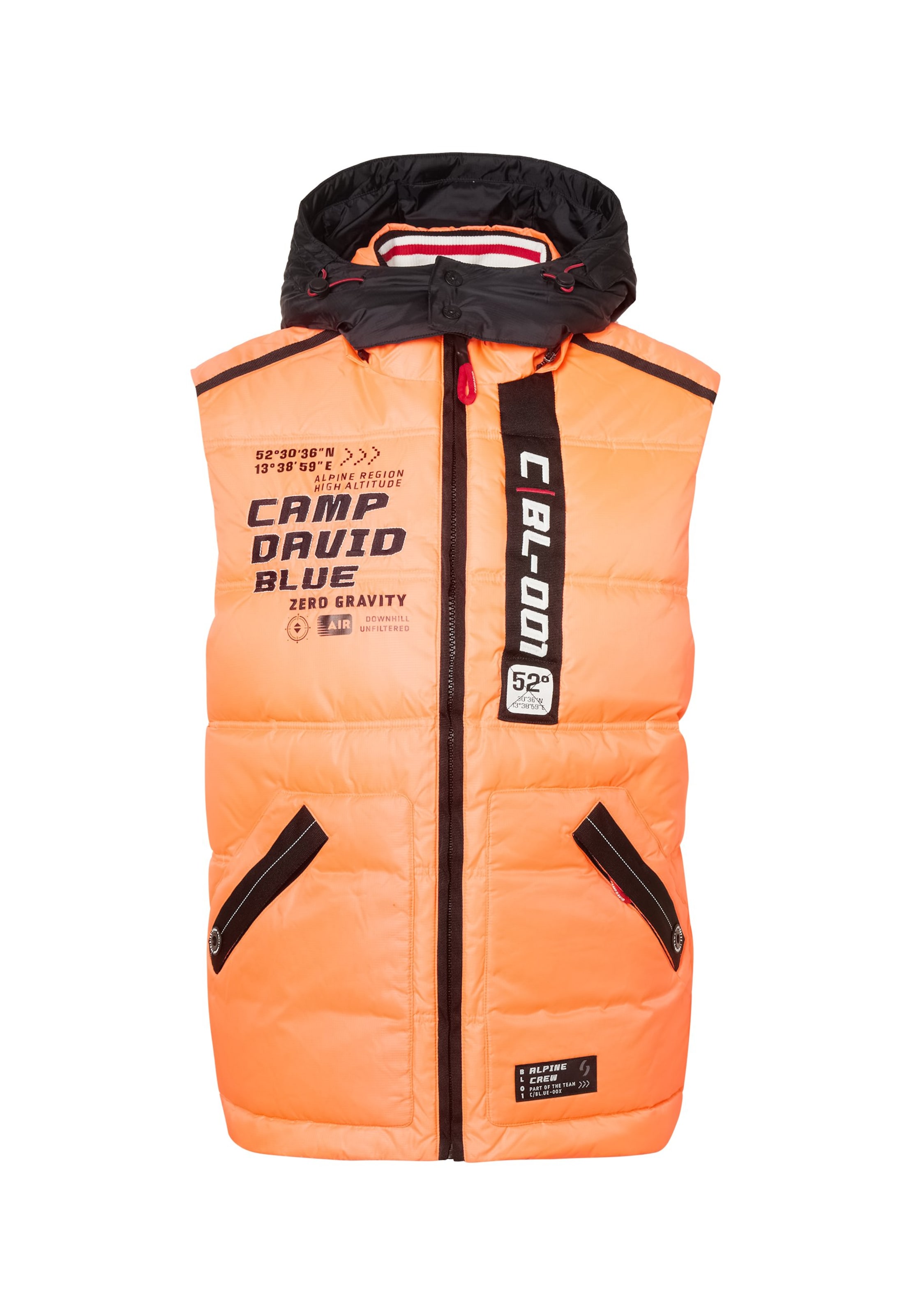 CAMP DAVID Vest in Orange: front