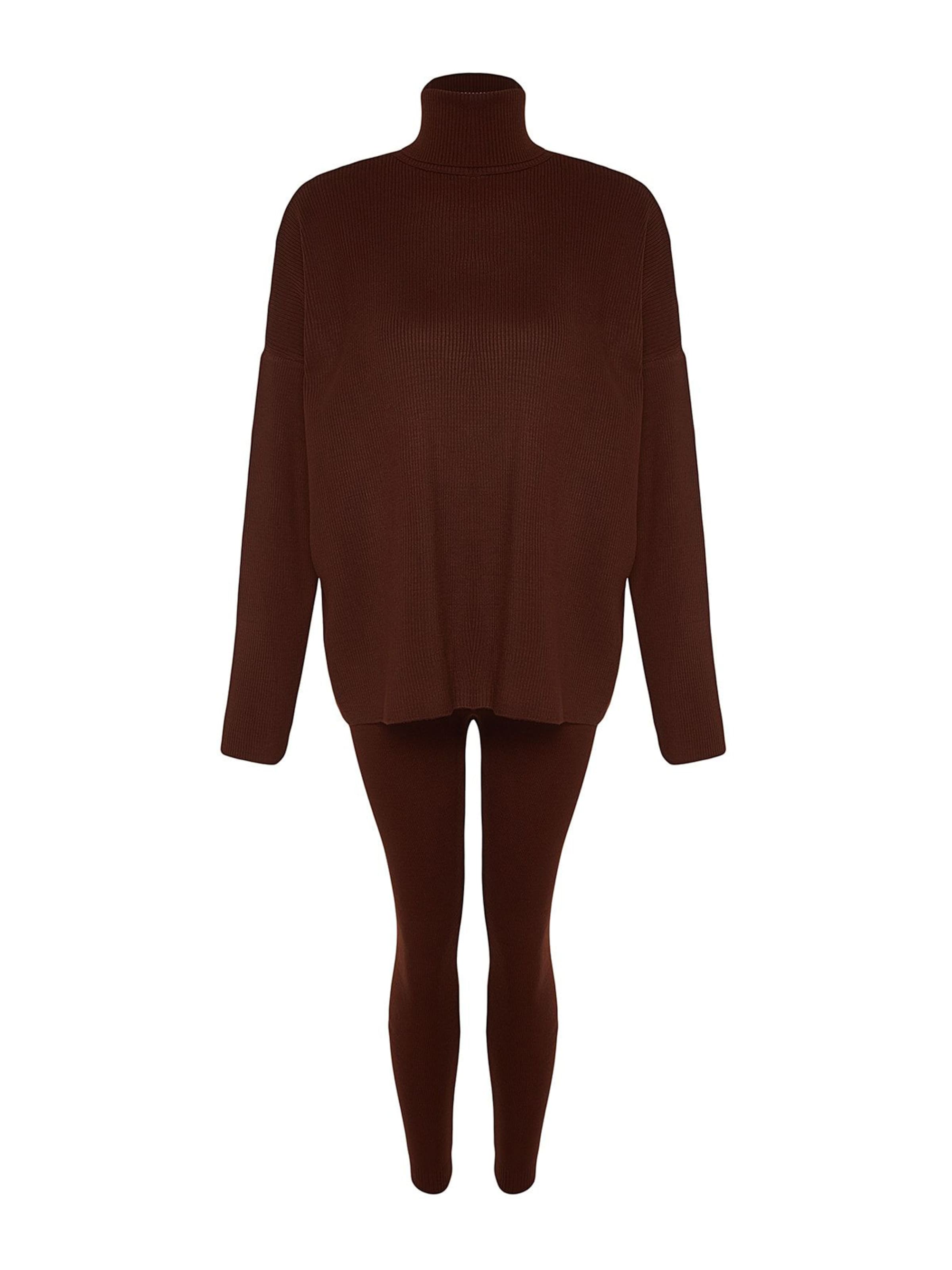 Trendyol Nohavicový kostým - Hnedá: predná strana