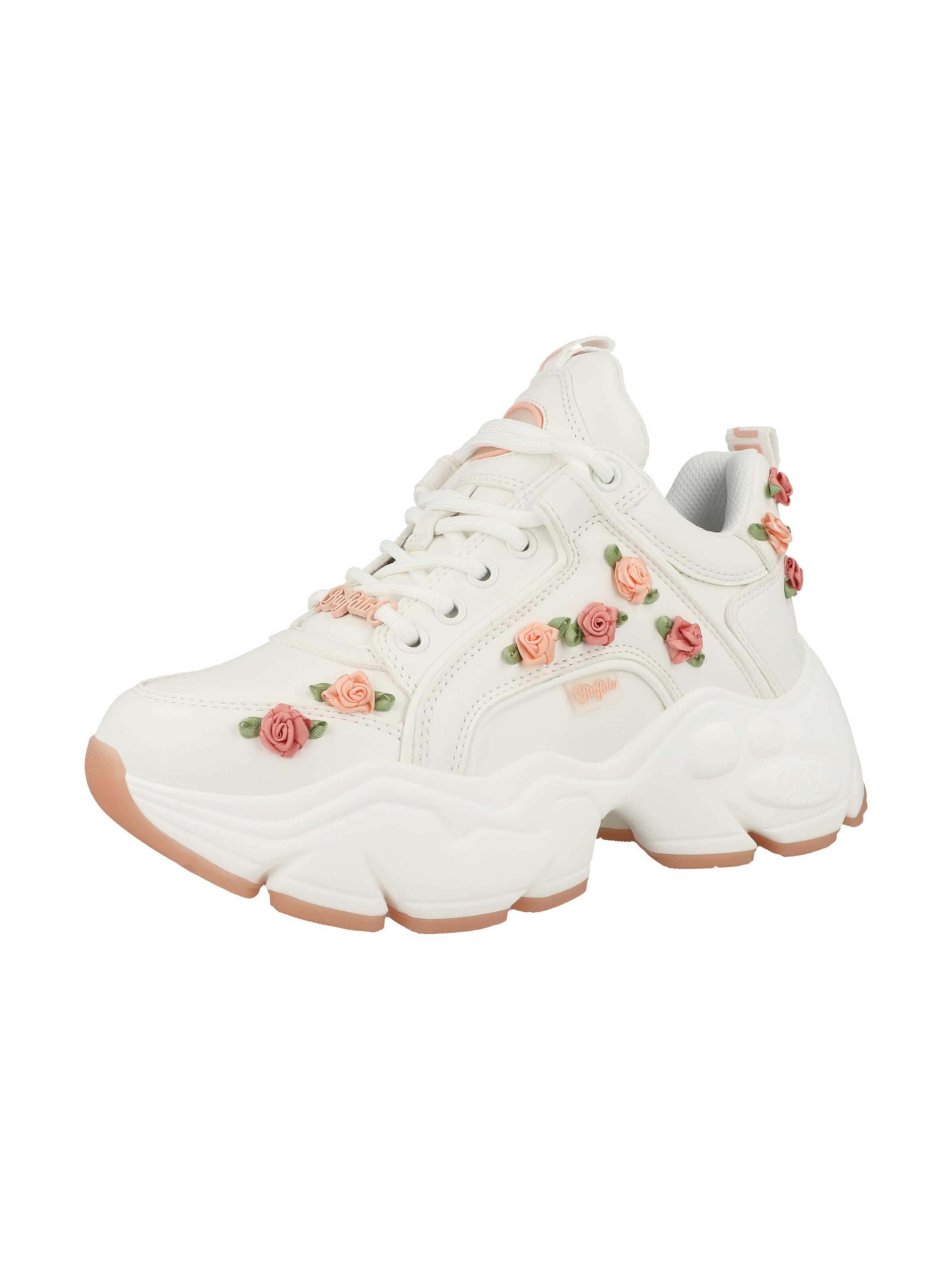 BUFFALO Baskets basses 'Binary Rose 2.0' en vert / rose ancienne / blanc, Vue avec produit