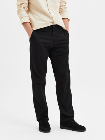 regular Pantaloni chino 'New Miles' di SELECTED HOMME in nero: frontale
