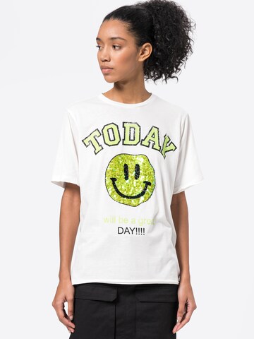 Frogbox T-shirt 'Smiley today' i vit: framsida