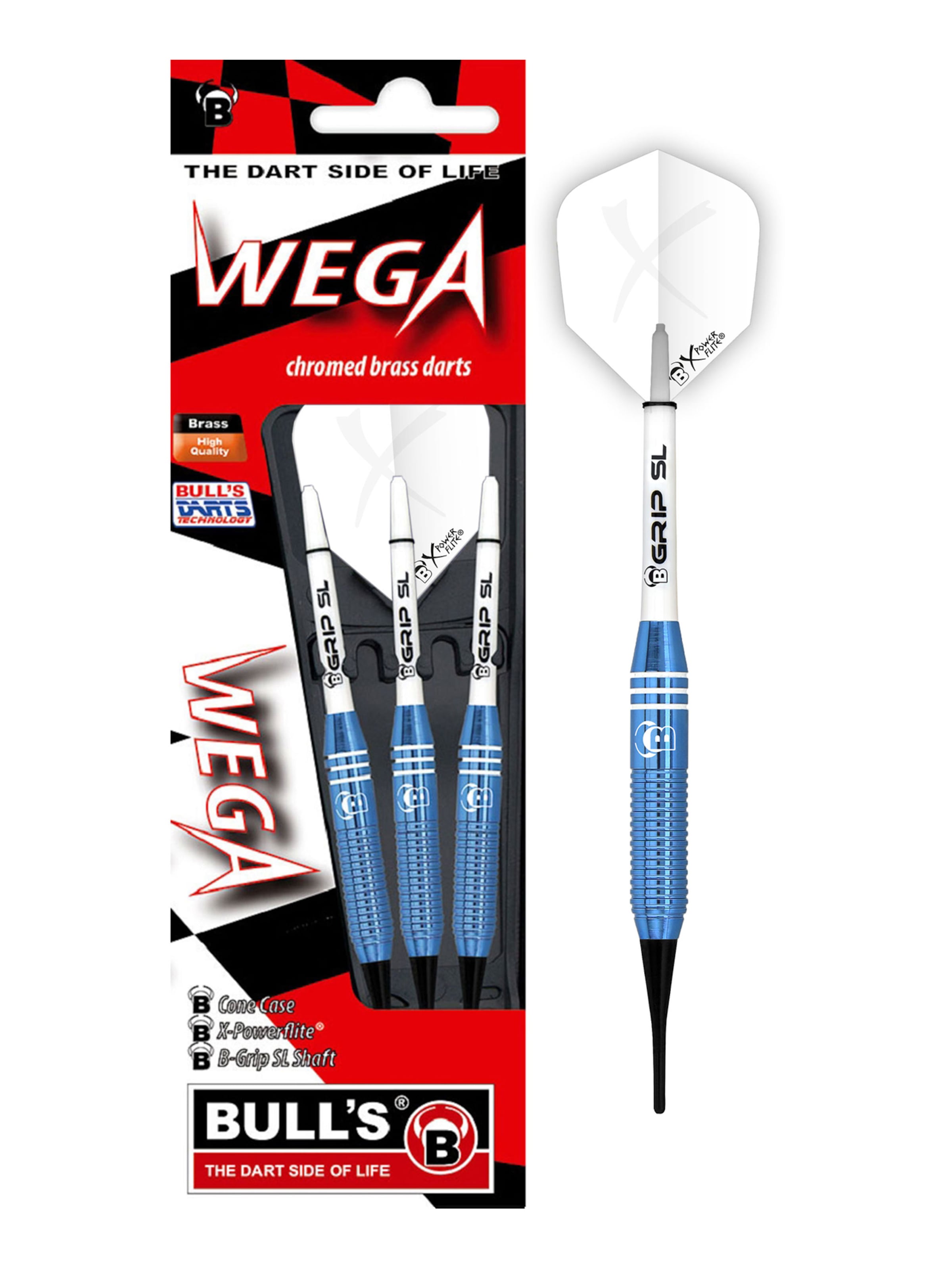 BULL'S Softdarts ' Wega Brass Dartpfeile Darts-Set Anfänger 16 Gramm ' in Blau: Vorderseite