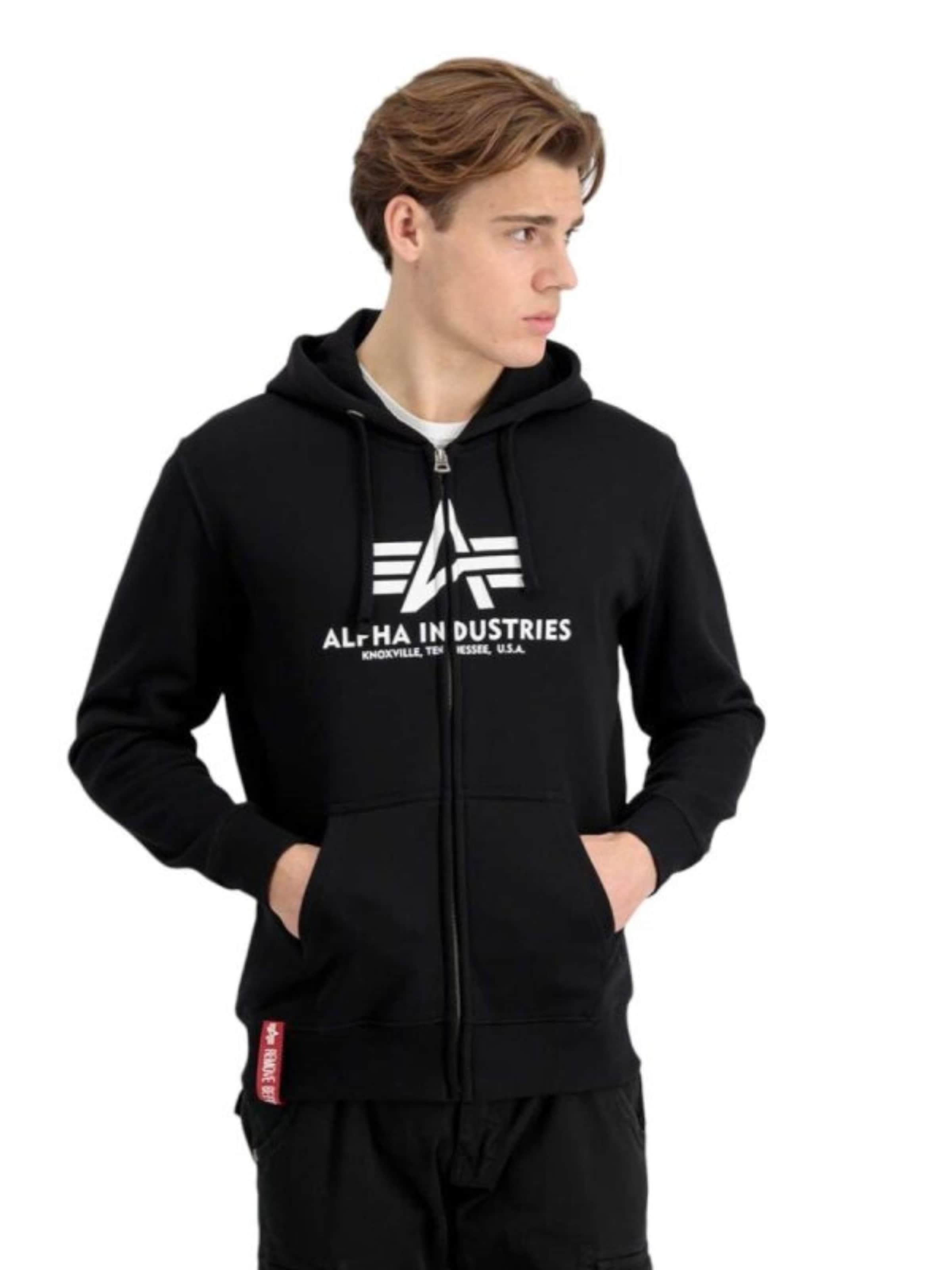 ALPHA INDUSTRIES Sweatjakke i sort: forside