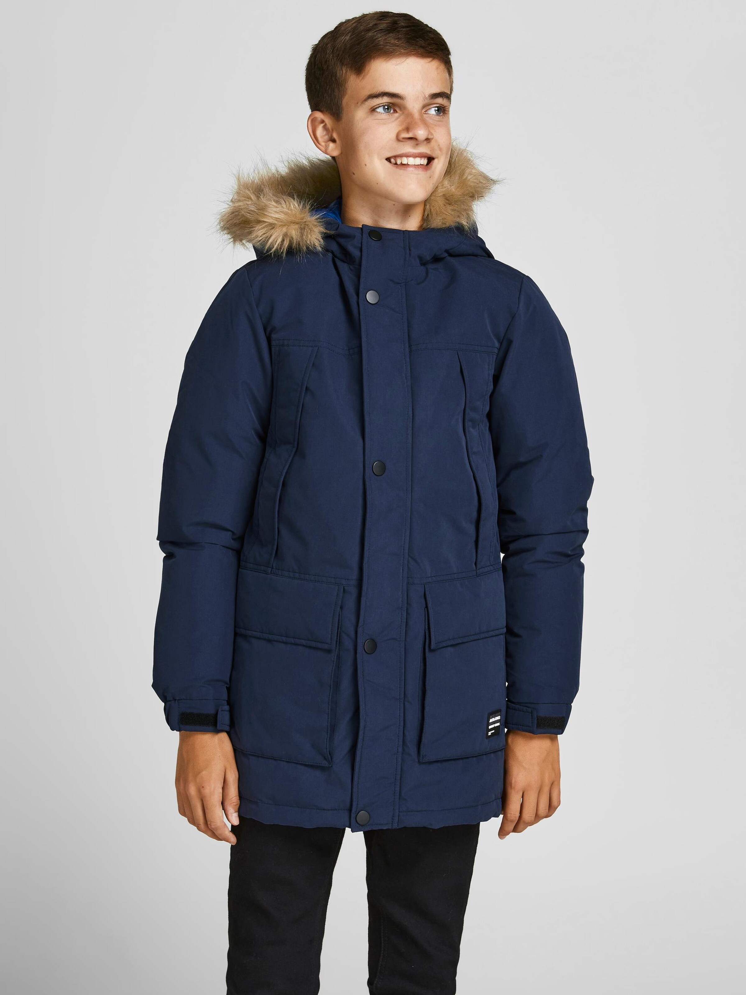 Kinder Kids (Gr. 92-140) Jack & Jones Junior Parka 'Super' in Navy - IN17720 Kinder Kids (Gr. 92-140) Jack & Jones Junior Parka 'Super' in Navy - IN17720