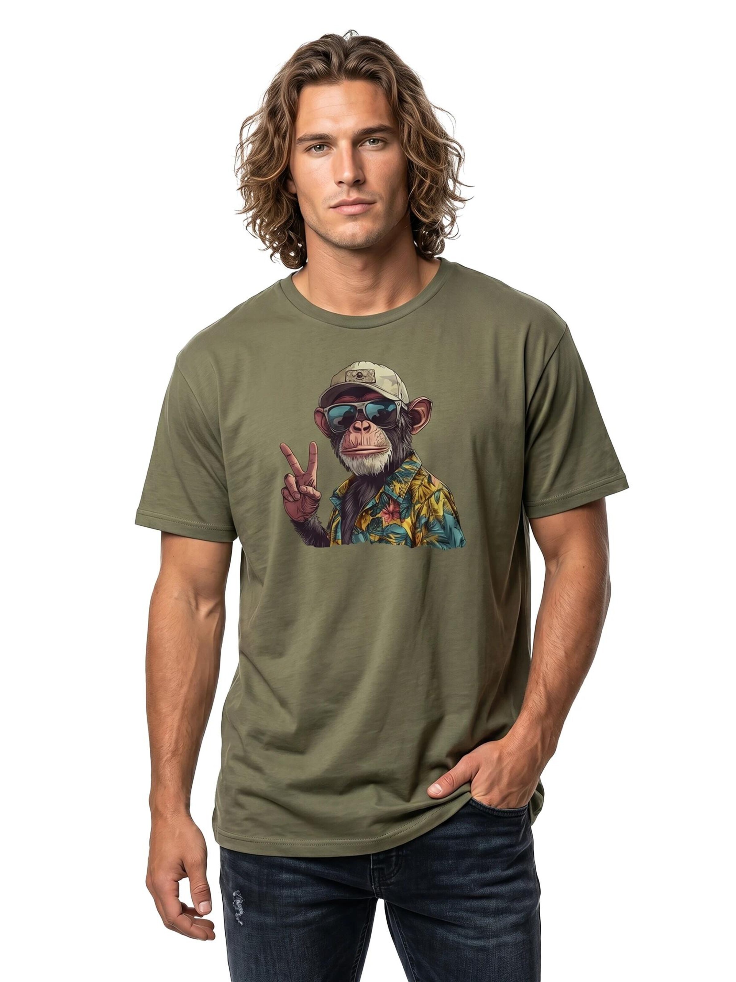 MAKAYA Shirt 'Peace Affe' in Green