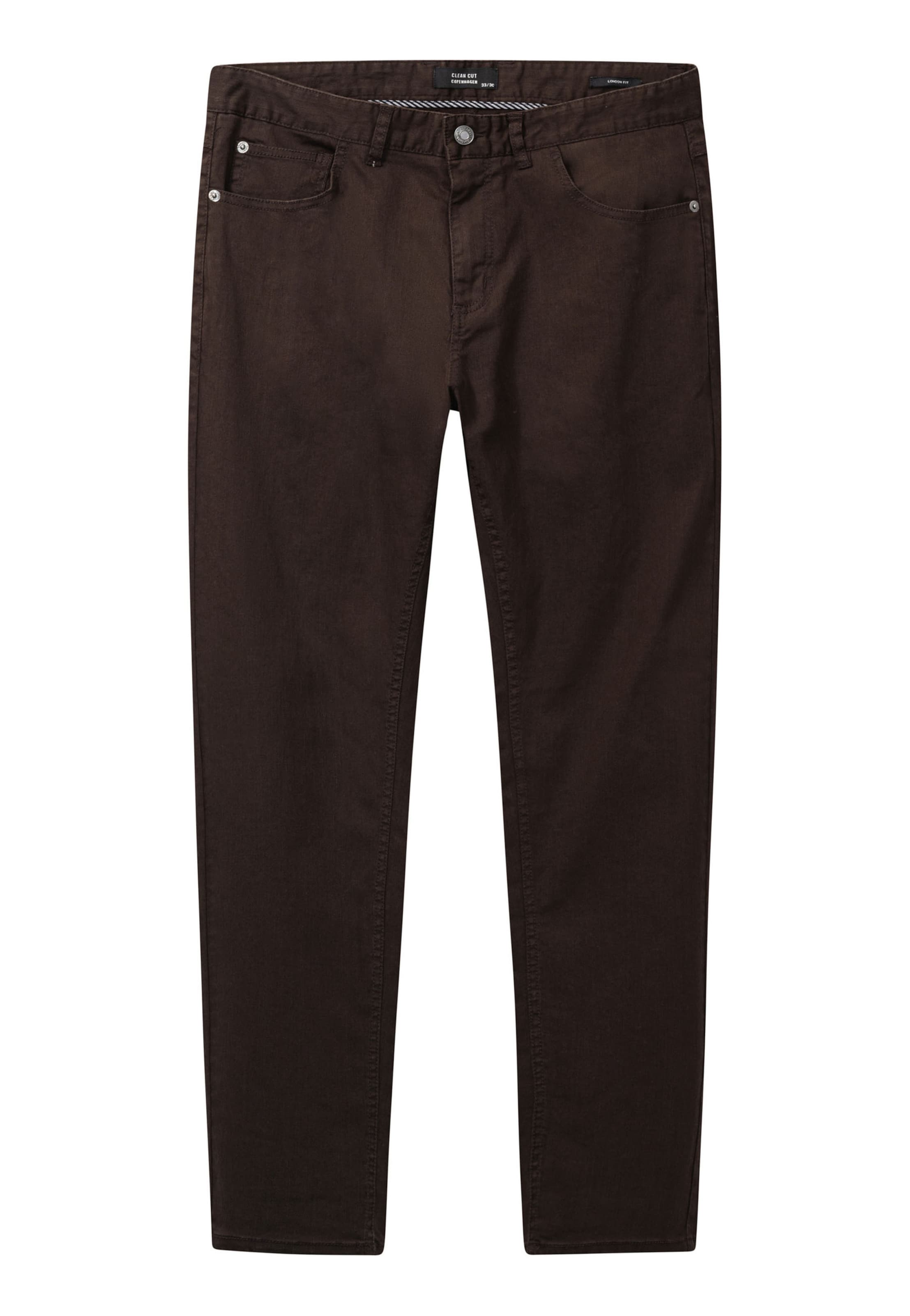 Clean Cut Copenhagen Regular Chino Pants 'London Caden' in Brown: front