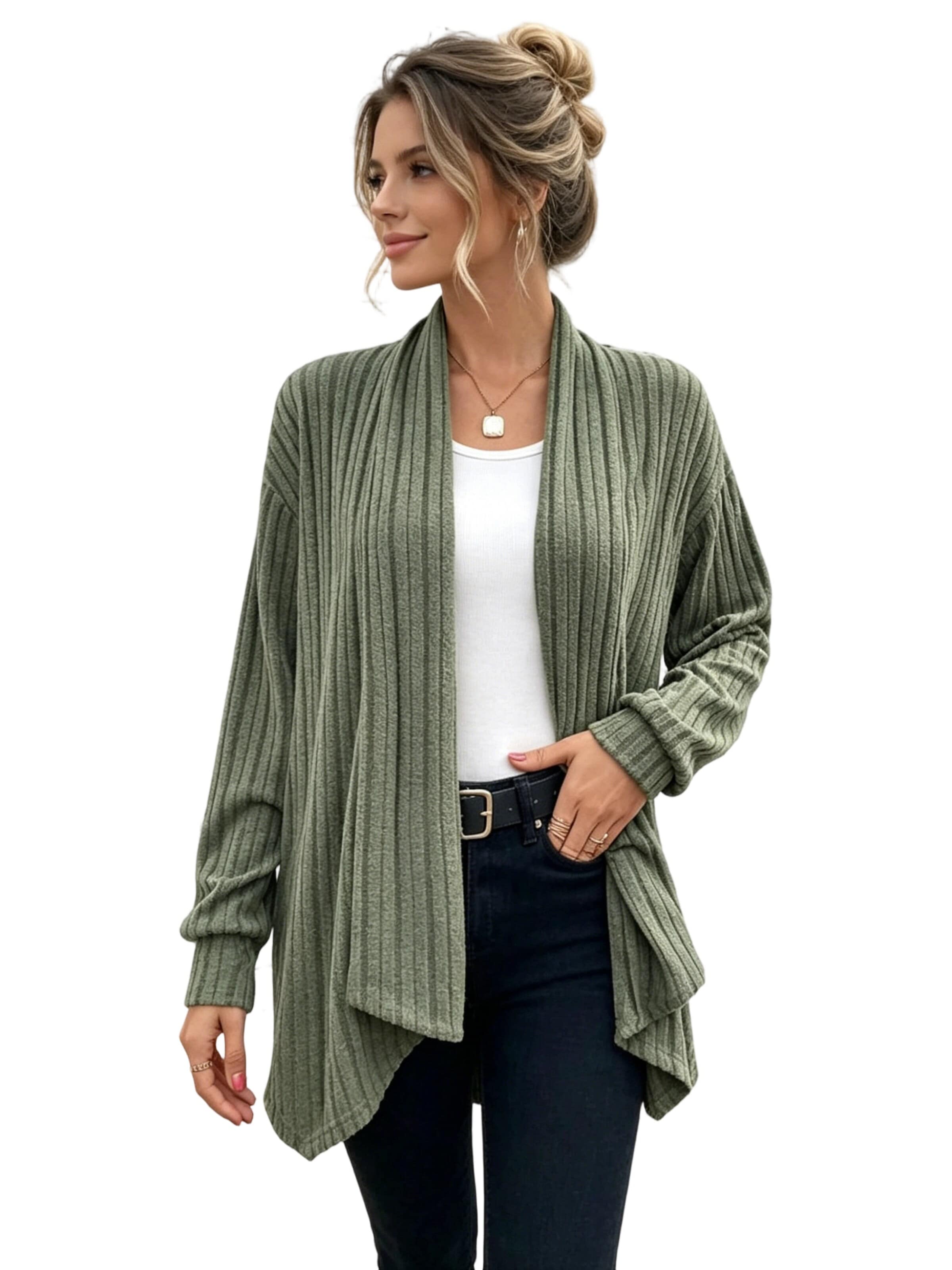 Yesfashion Kardigan w kolorze zielony