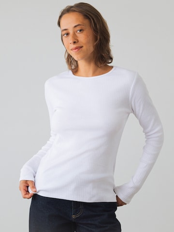 Honest Basics Shirt 'Long Rib'‌‌‌‌‌ in Weiß