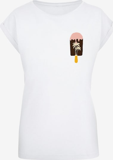 Merchcode T-shirt 'Summer - Icecream' en brun foncé / jaune foncé / rose / blanc, Vue avec produit