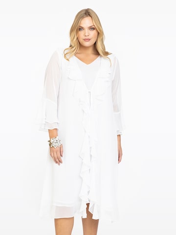 Yoek Knit Cardigan 'Voile' in White: front