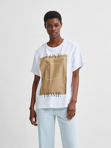 T-shirt SELECTED FEMME en blanc : devant