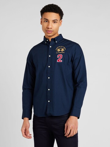 La Martina Regular fit Button Up Shirt in Blue: front