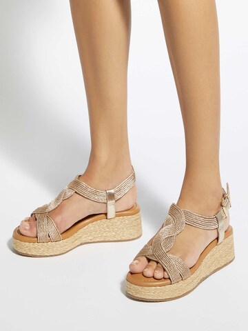 Sandales à lanières Dune LONDON en or : devant