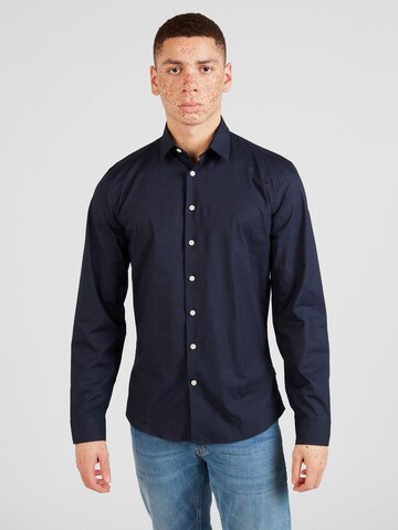 Coupe regular Chemise Lindbergh en bleu : devant