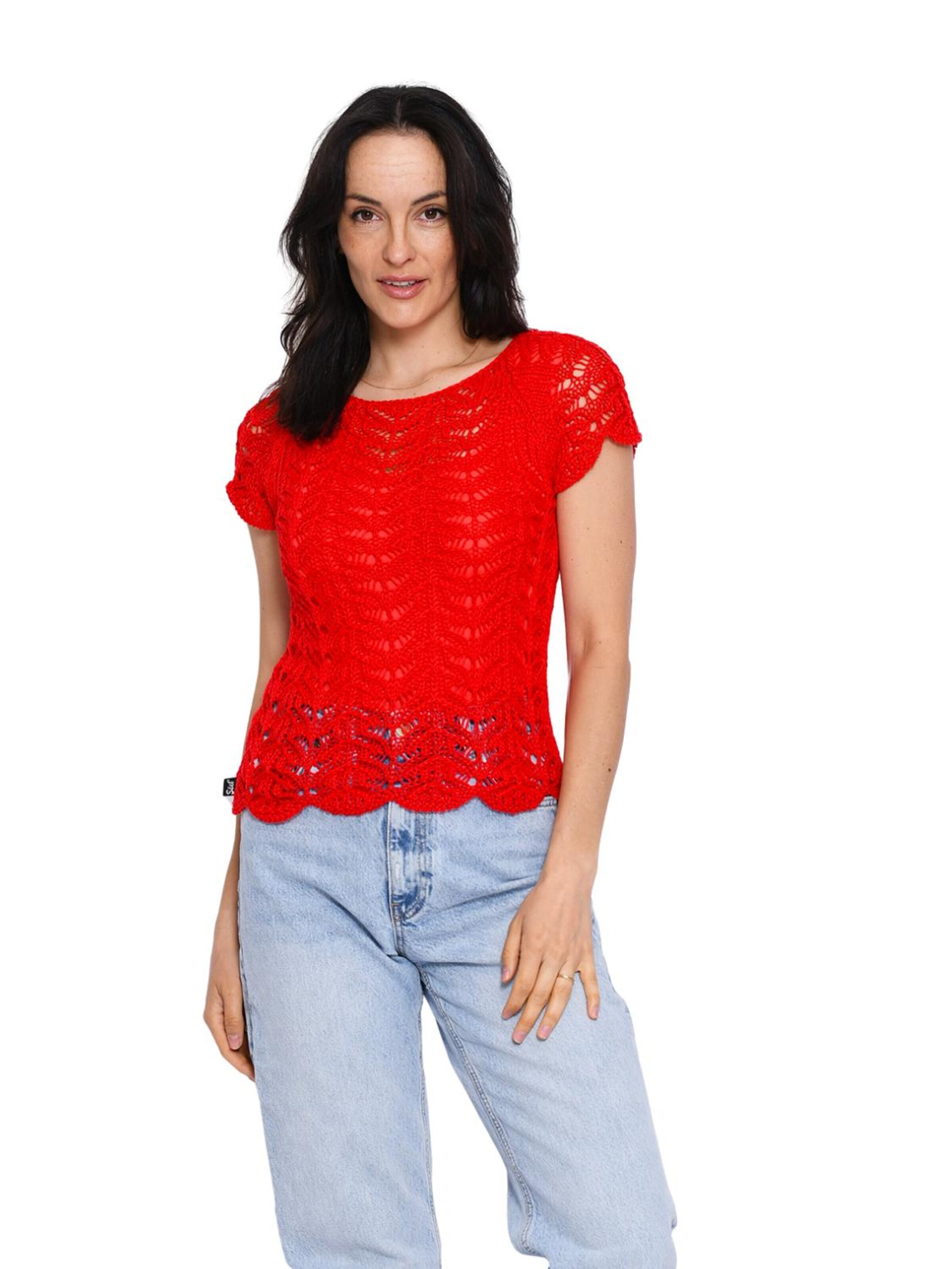 Süel knitwear - Top de punto 'Twin Lace' en naranja