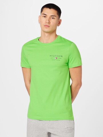 T-Shirt TOMMY HILFIGER en vert : devant